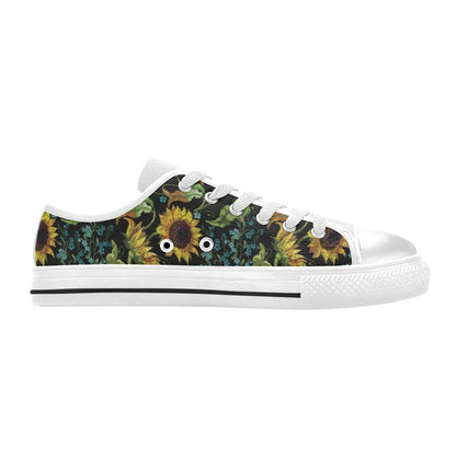 Sunflower Print Design LKS308 Women's White Low Top Shoes