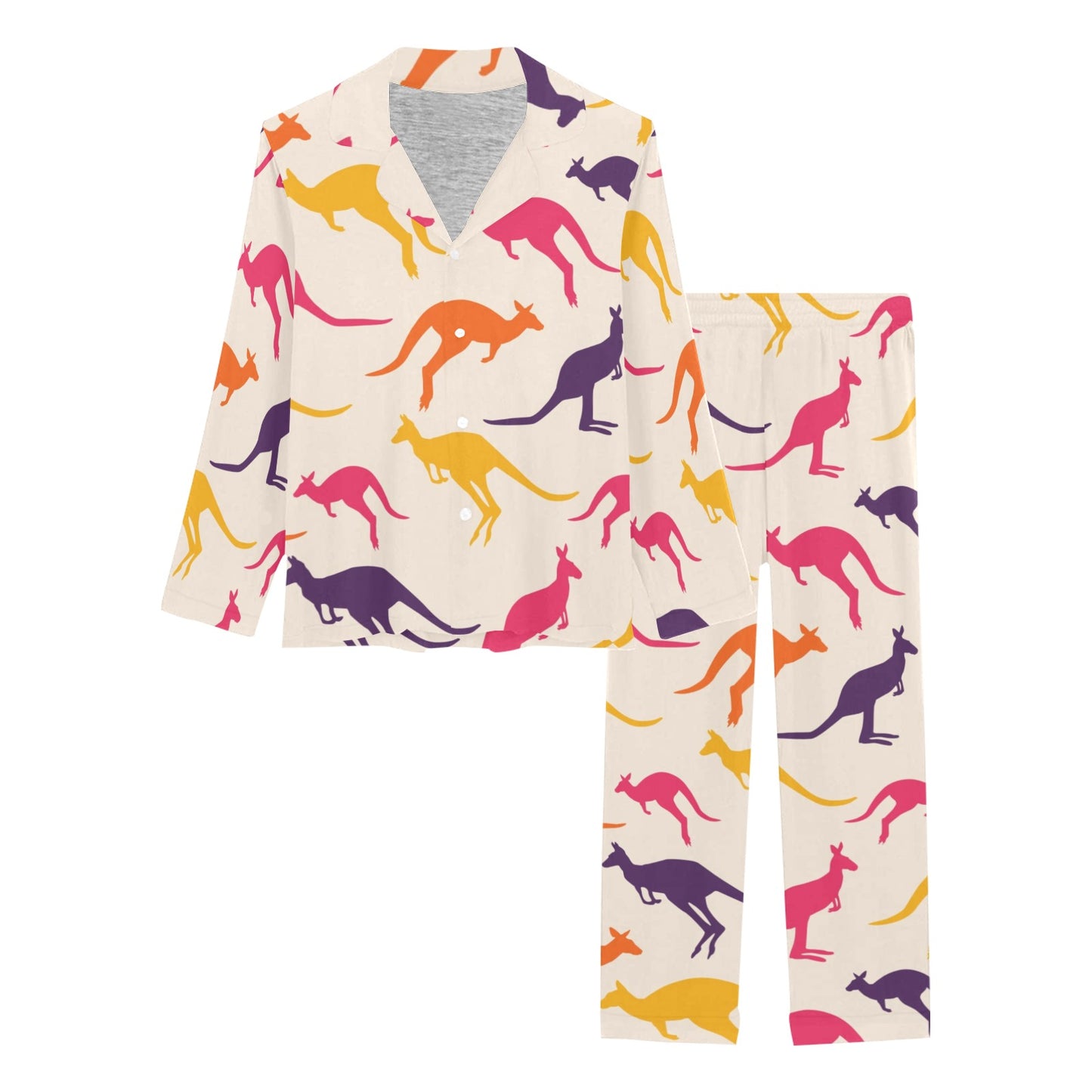 Kangaroos Pattern Print Design 01 Women's Long Pajama Set