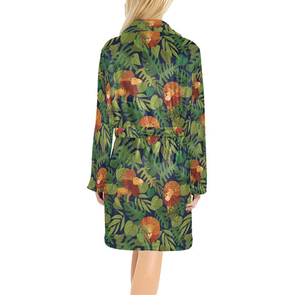 Lion Jungle Pattern Print Design 05 Women's Fleece Robe