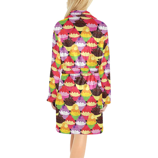 Cupcake Pattern Print Design CP02 Women's Fleece Robe
