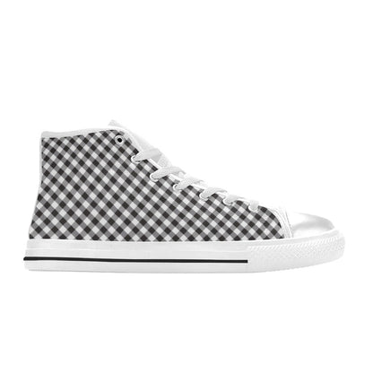 Gingham Print Design LKS402 Men's High Top Canvas Shoes
