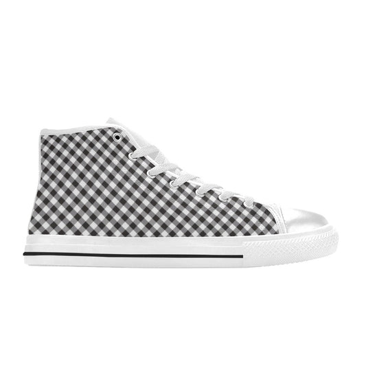 Gingham Print Design LKS402 Men's High Top Canvas Shoes