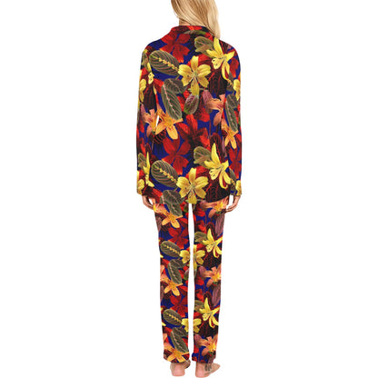 Lily Pattern Print Design LY014 Women's Long Pajama Set