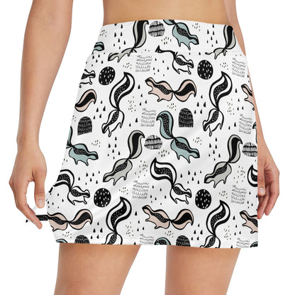 Skunk Print Design LKS303 17" Golf & Pickleball Skort with Pockets