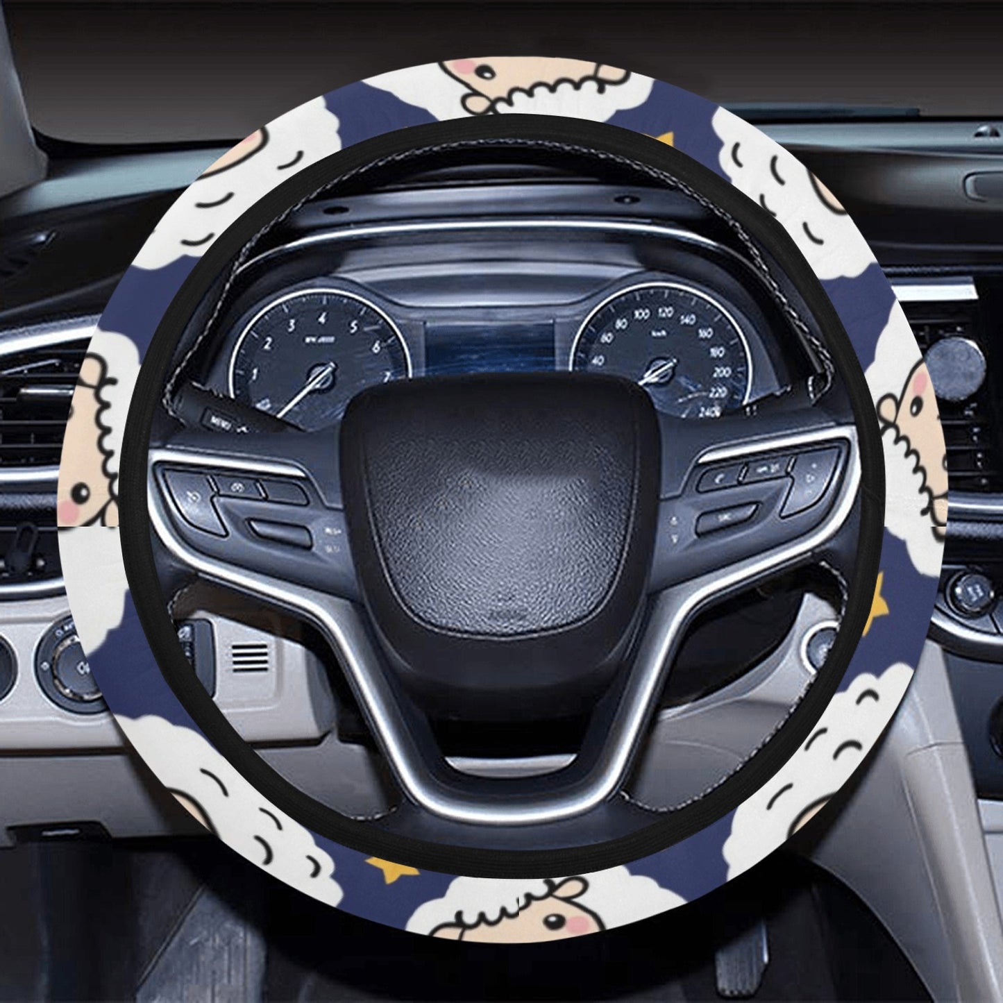 Sheep Print Design LKS402 Steering Wheel Cover with Elastic Edge
