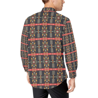 Southwest Pattern Print Design LKS303 Men's Long Sleeve Dress Shirt