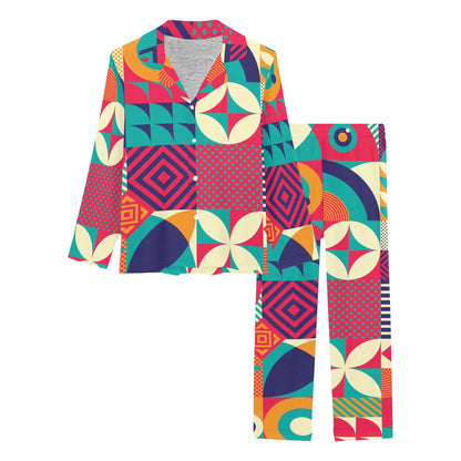 Mosaic Pattern Print Design 03 Women's Long Pajama Set