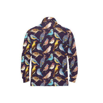Bird Cute Print Pattern Long Sleeve Polo Shirt For Men's