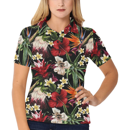 Summer Floral Pattern Print Design SF03 Women's Polo Shirt