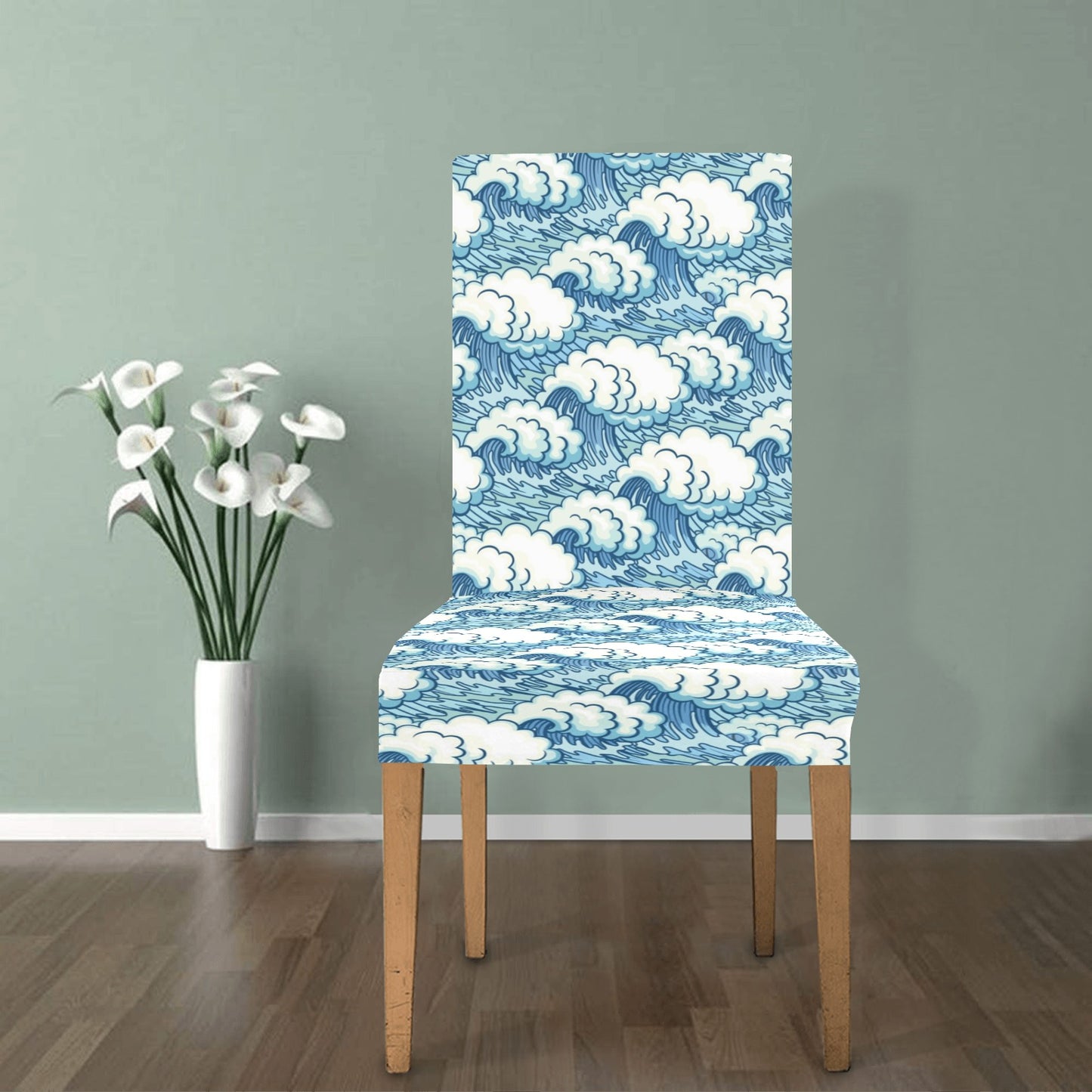 Wave Japan Style Print Design LKS304 Dining Chair Slipcover