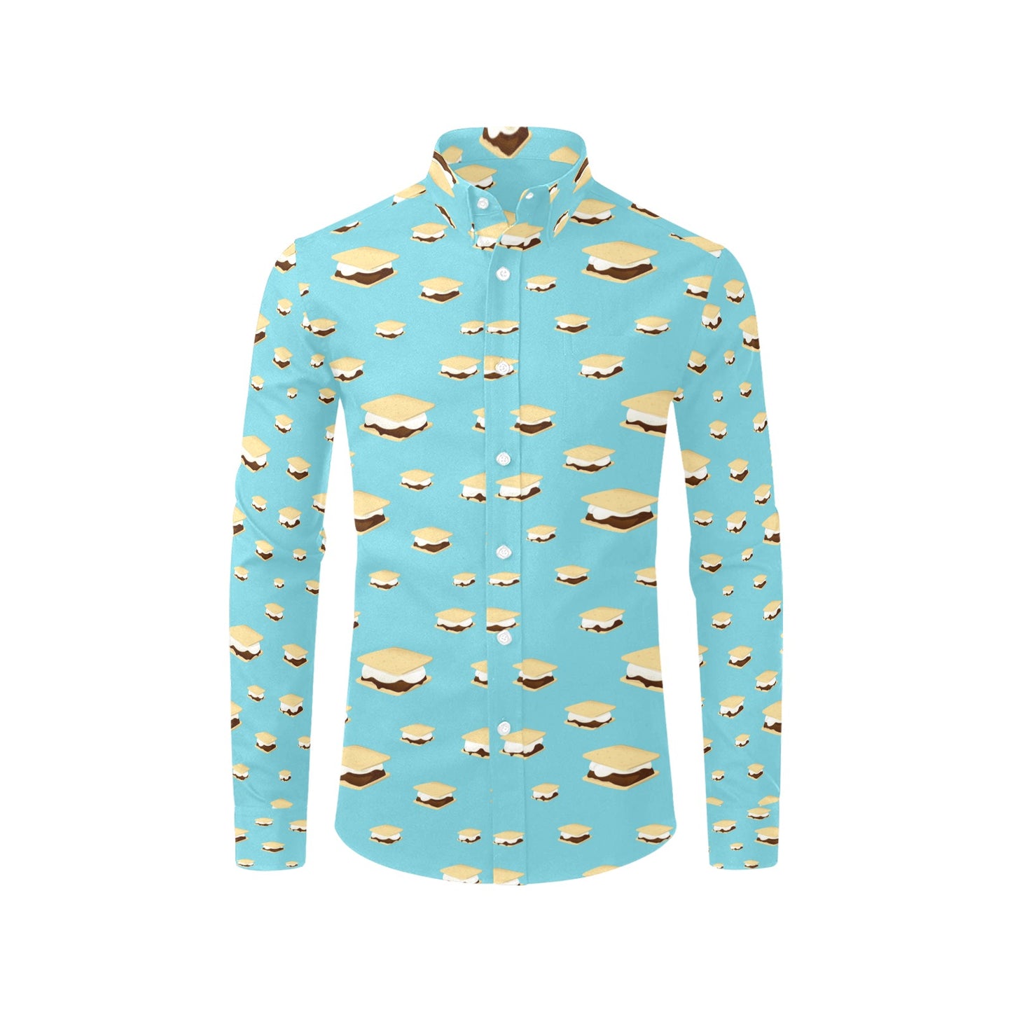 S_Mores Print Design LKS302 Men's Long Sleeve Dress Shirt