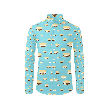 S_Mores Print Design LKS302 Men's Long Sleeve Dress Shirt