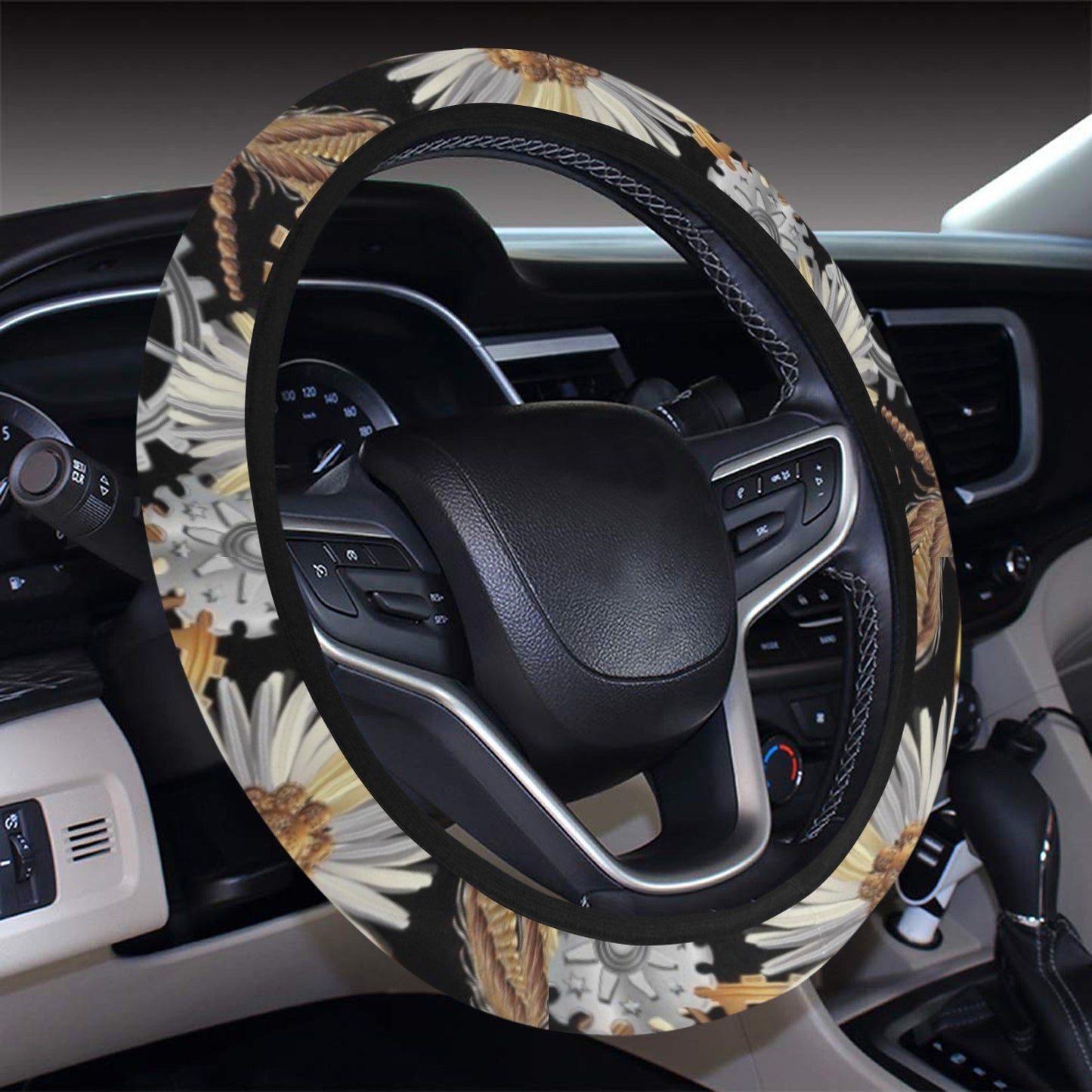 Steampunk Dragonfly Print Design LKS302 Steering Wheel Cover with Elastic Edge