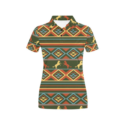 Horse Western Pattern Women's Polo Shirt