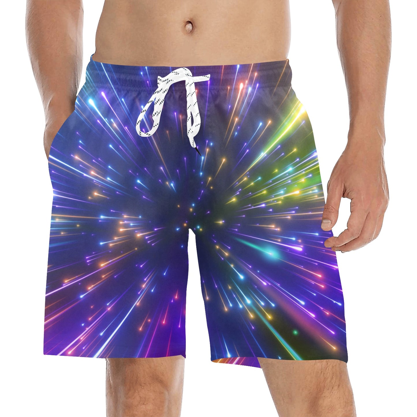 Celestial Rainbow Speed Light Men's Swim Trunks Beach Shorts