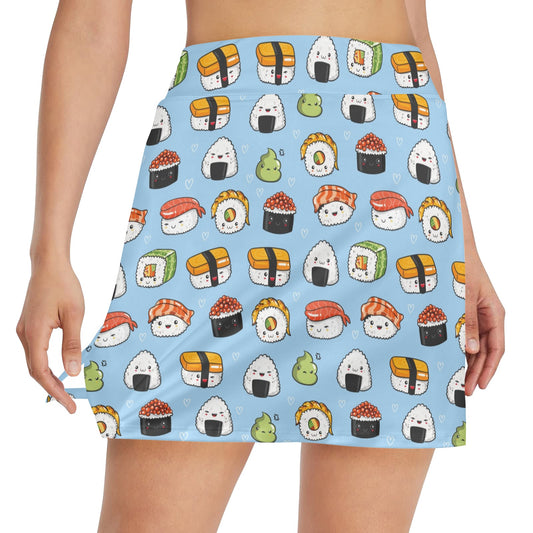 Sushi Print Design LKS303 17" Golf & Pickleball Skort with Pockets
