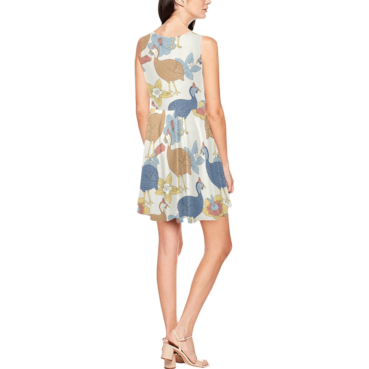 Guinea Fowl Pattern Print Design 01 Sleeveless Dress