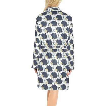 Hedgehog Print Design LKS401 Women's Fleece Robe
