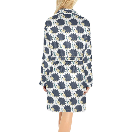 Hedgehog Print Design LKS401 Women's Fleece Robe