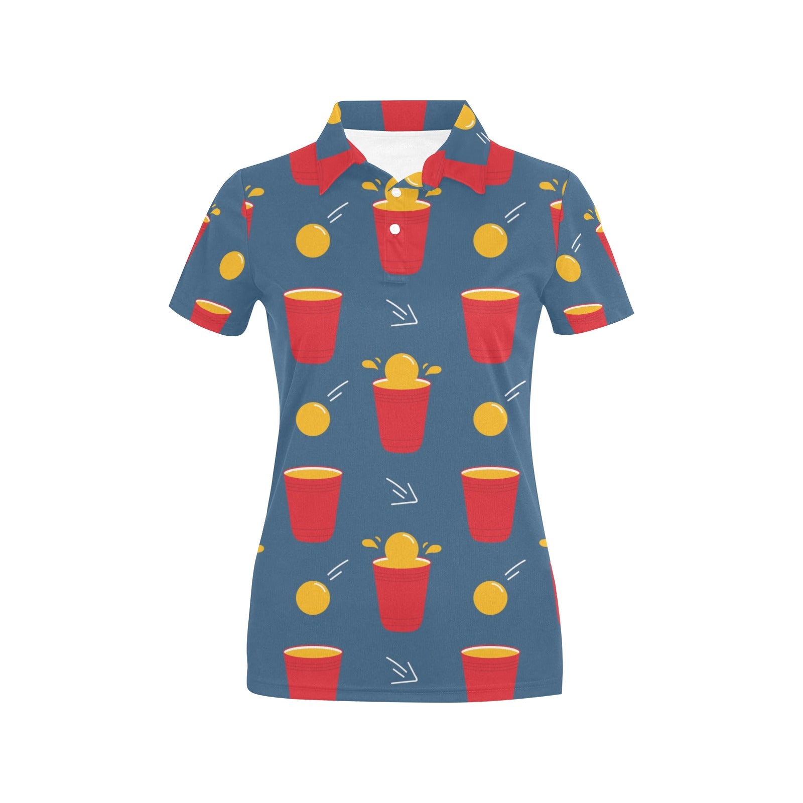 Beer Pong Pattern Print Design 02 Women's Polo Shirt