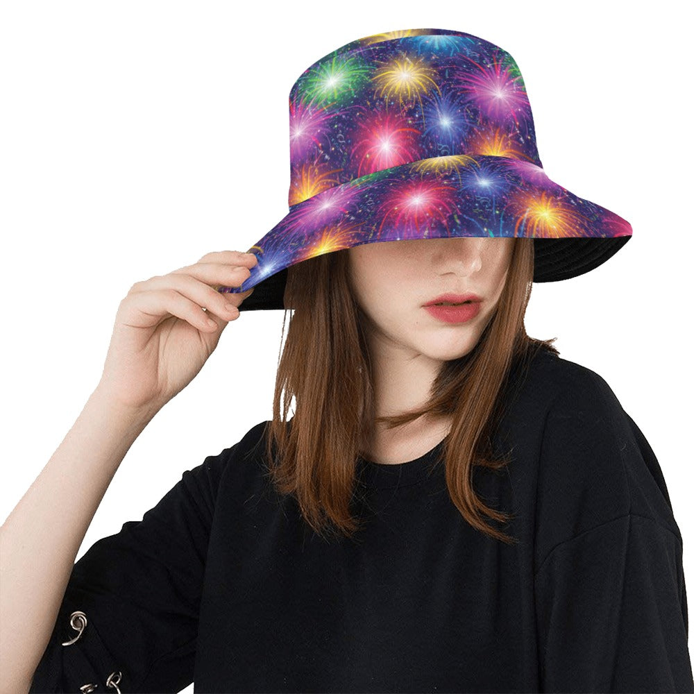 Firework Colorful Print Design LKS301 Unisex Bucket Hat