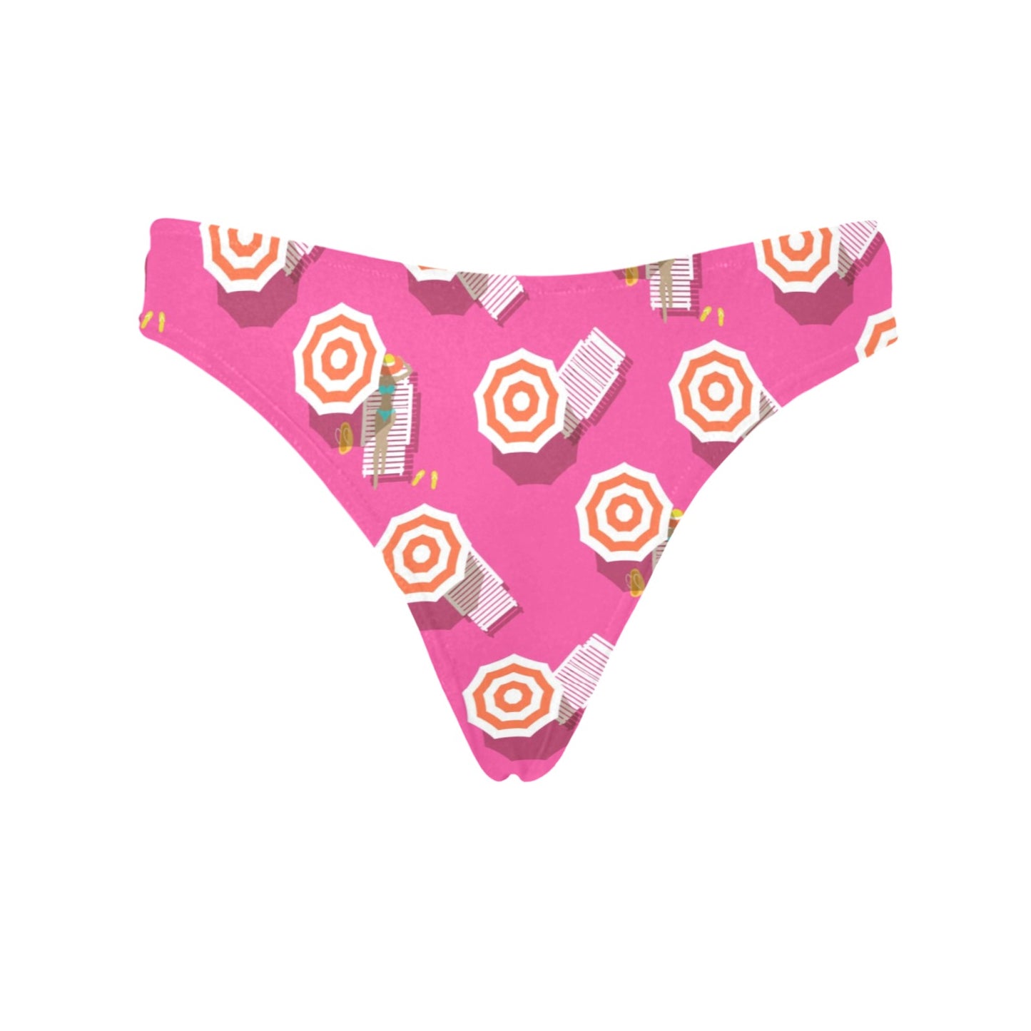 Beach Top View Umbrella Theme Women's Thongs