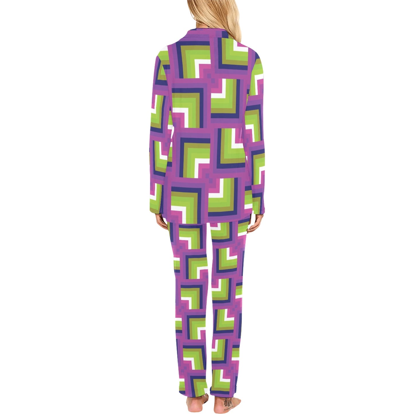 Optical illusion Pattern Print Design A05 Women's Long Pajama Set