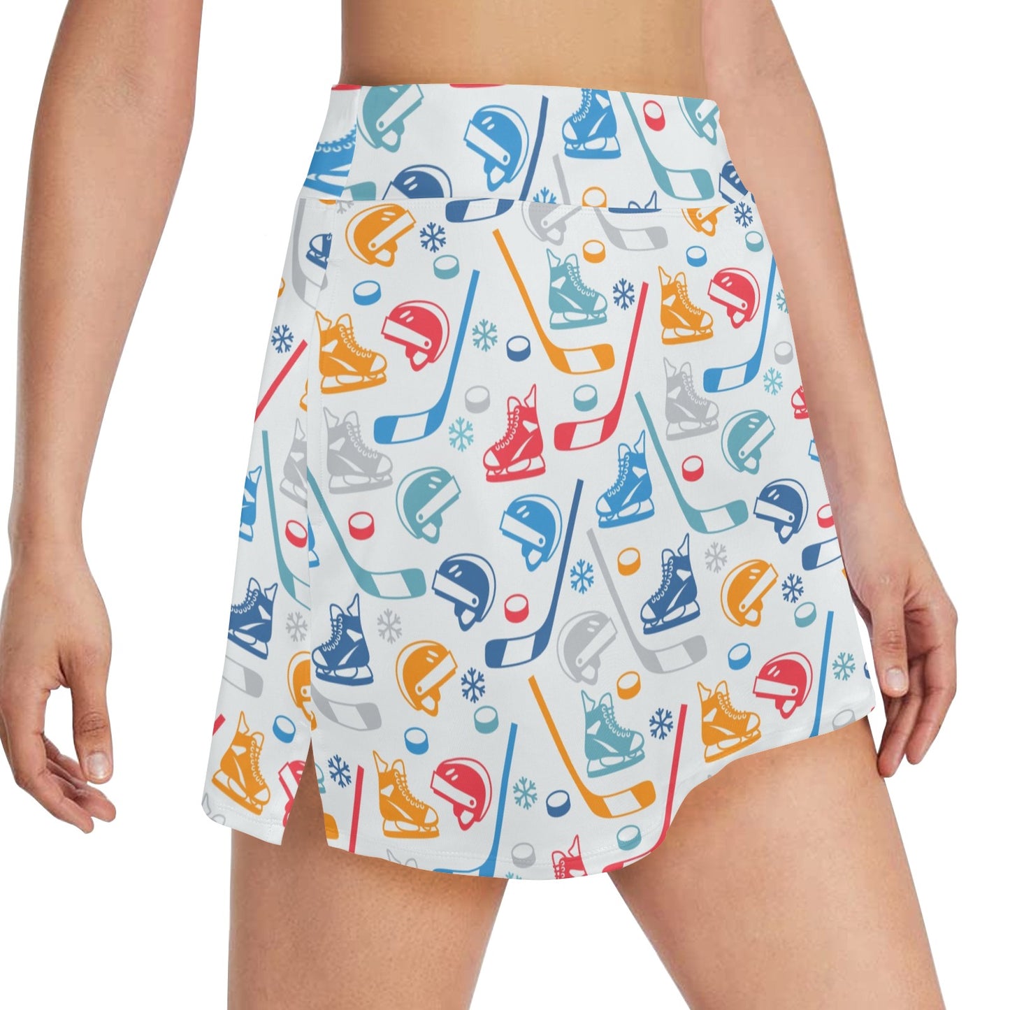 Hockey Equipment Print Design LKS301 17" Golf & Pickleball Skort with Pockets