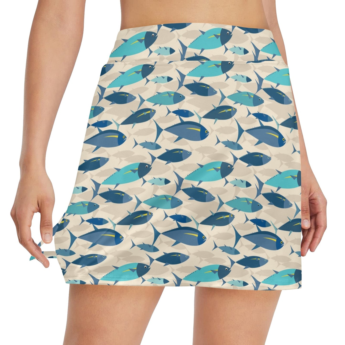 Tuna Fish Print Design LKS302 17" Golf & Pickleball Skort with Pockets