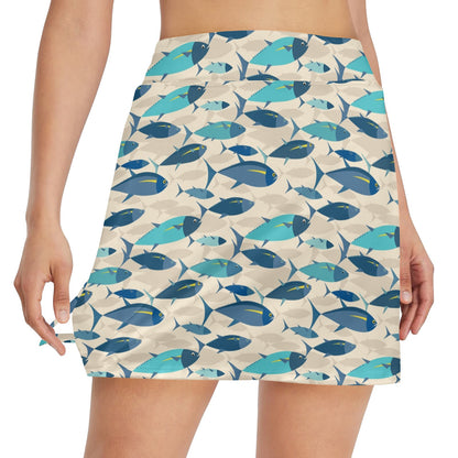 Tuna Fish Print Design LKS302 17" Golf & Pickleball Skort with Pockets