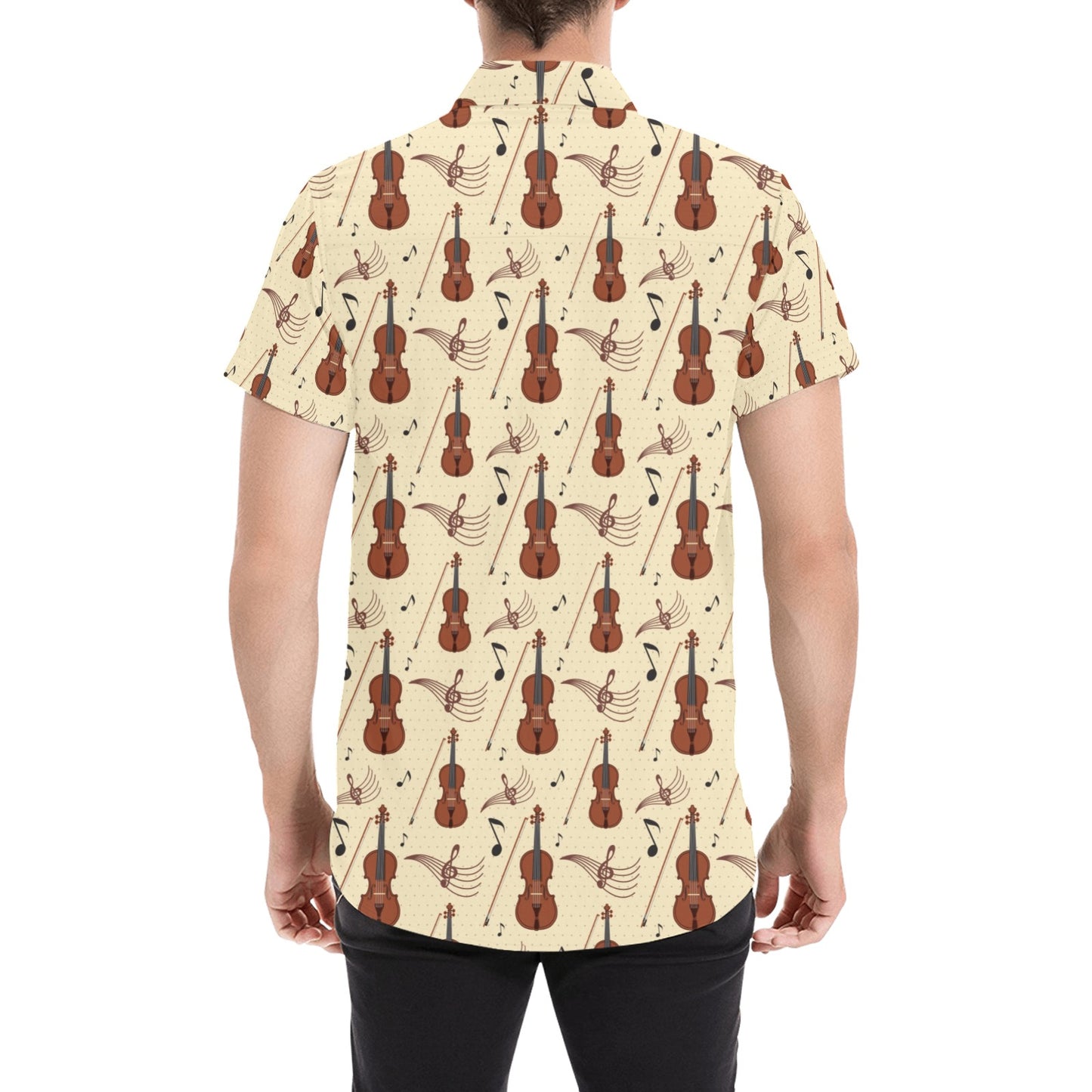 Cello Print Design LKS402 Men Short Sleeve Button Up Shirt
