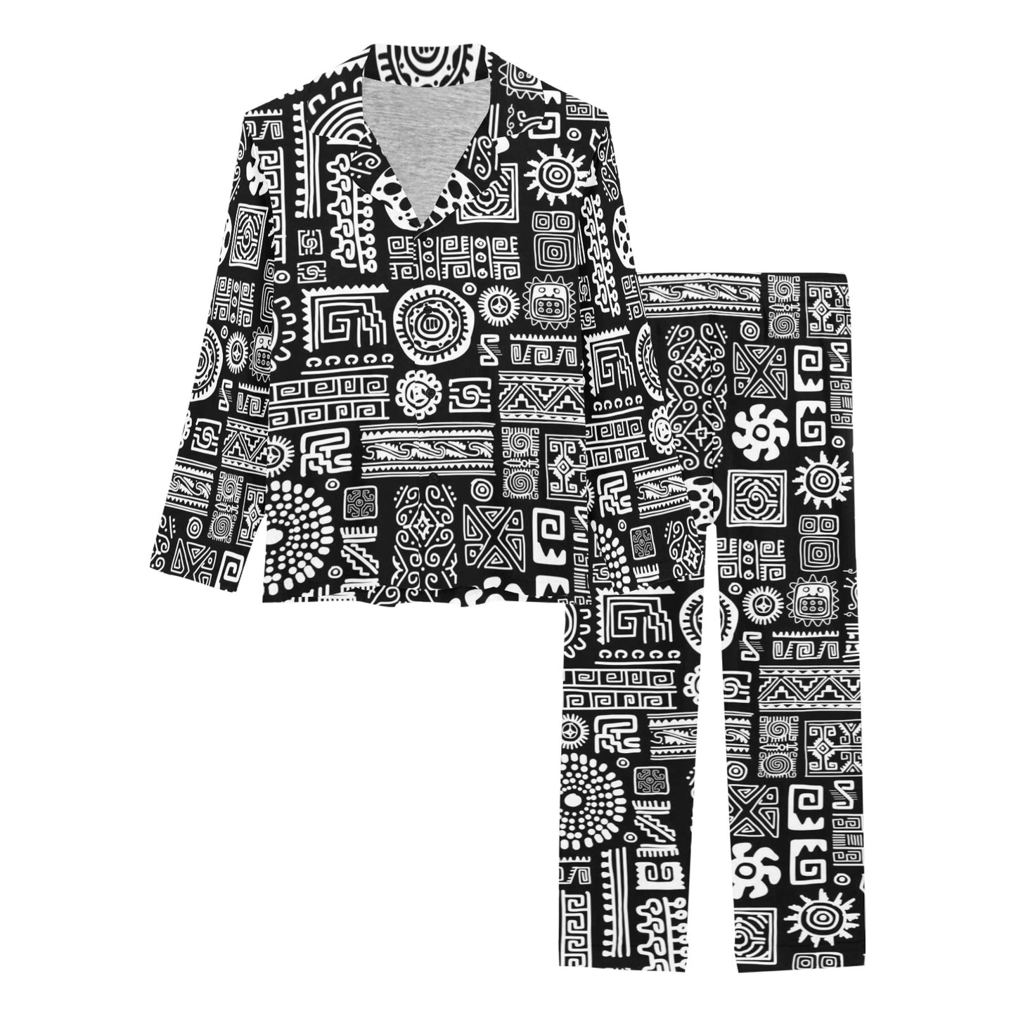 Polynesian Pattern Print Design A02 Women's Long Pajama Set