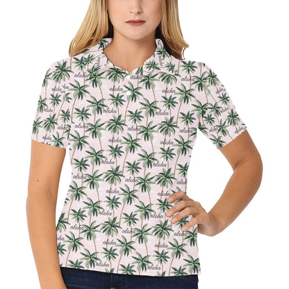 Aloha Beach Pattern Design Themed Print Women's Polo Shirt