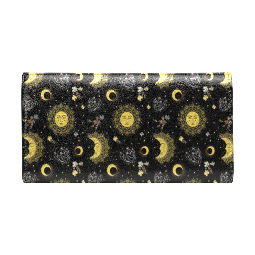 Sun Moon Print Design LKS301 Women's Trifold Wallet