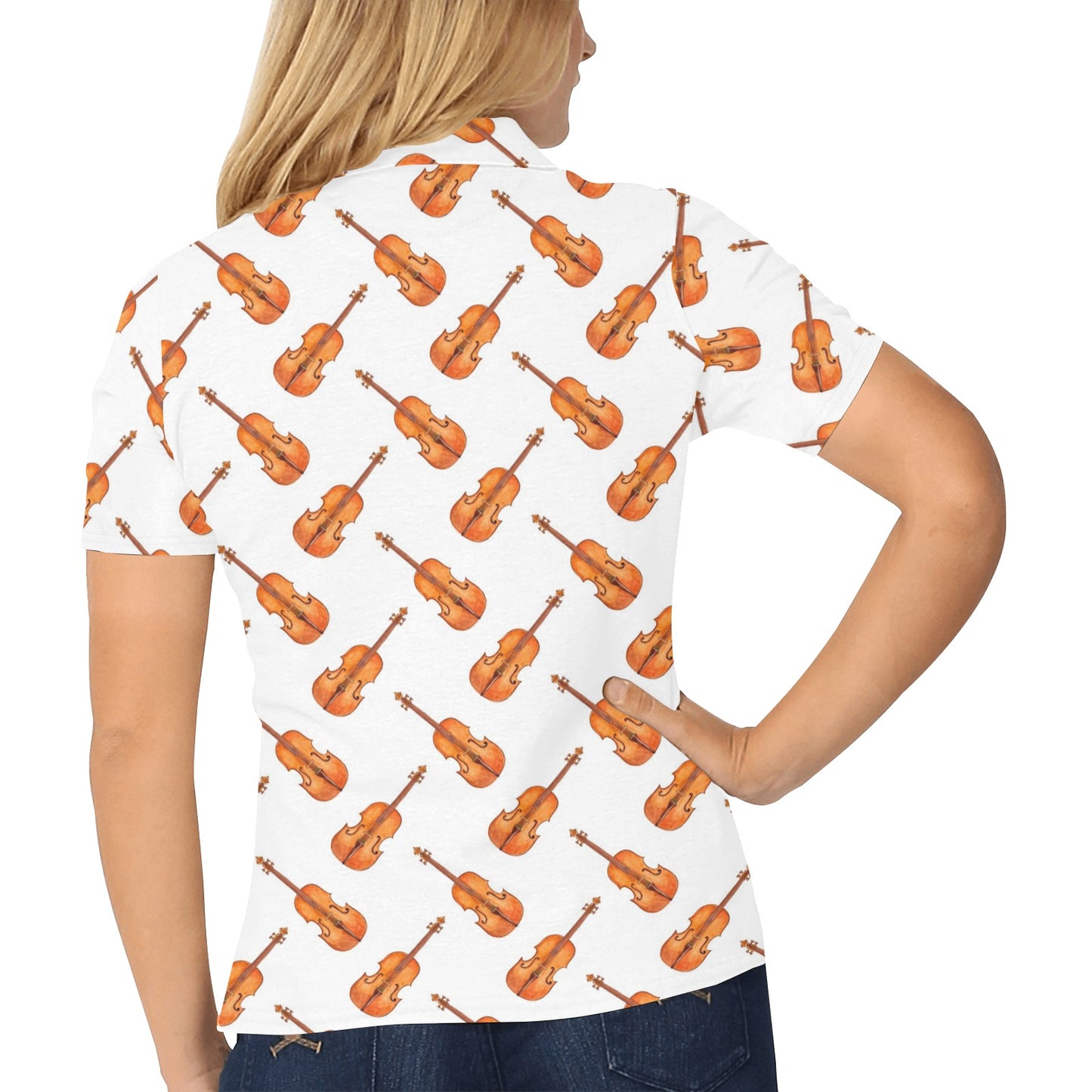Violin Print Design LKS401 Women's Polo Shirt