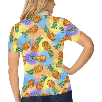 Pineapple Pattern Print Design PP09 Women's Polo Shirt