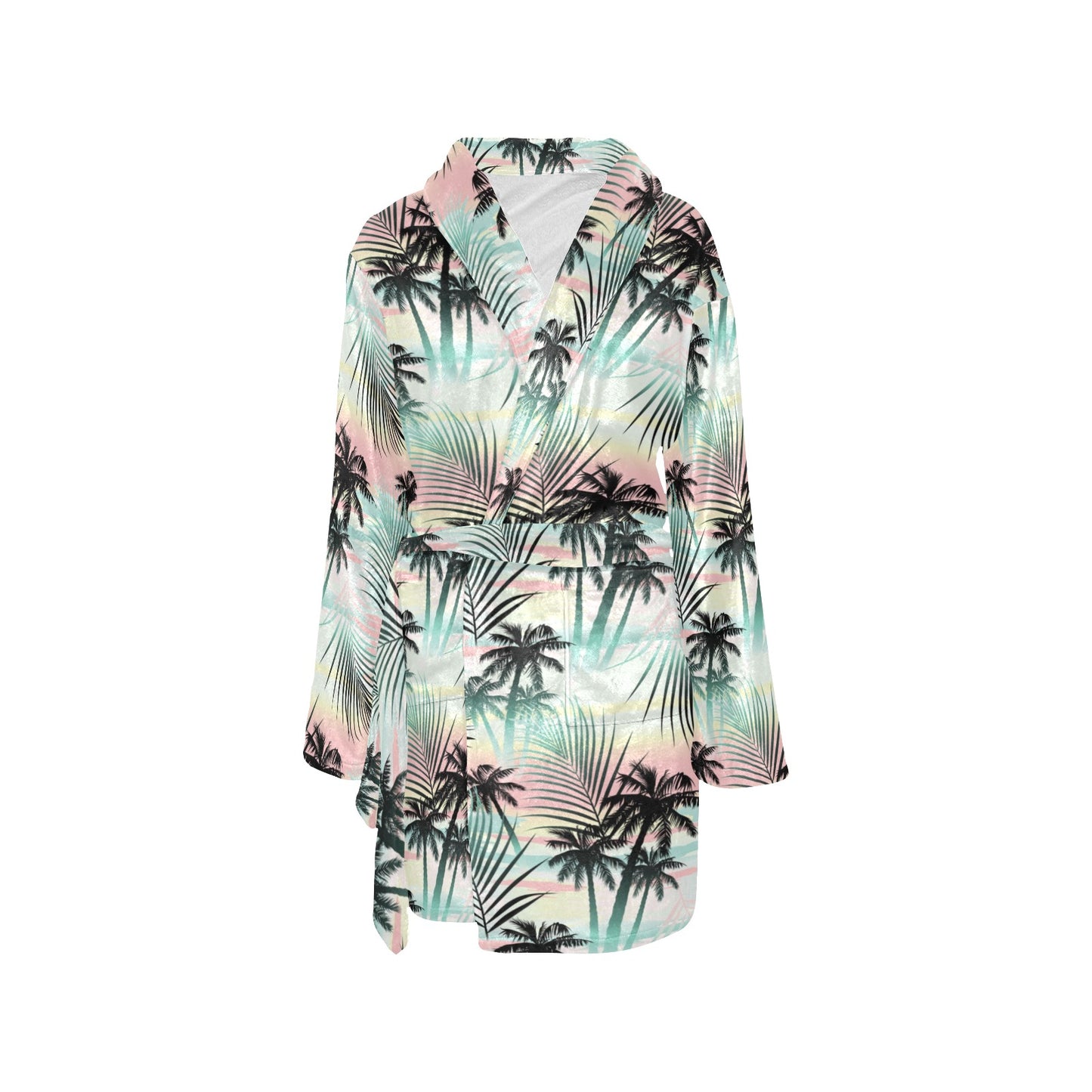 Palm Tree Pattern Print Design A03 Women's Fleece Robe