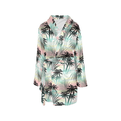 Palm Tree Pattern Print Design A03 Women's Fleece Robe