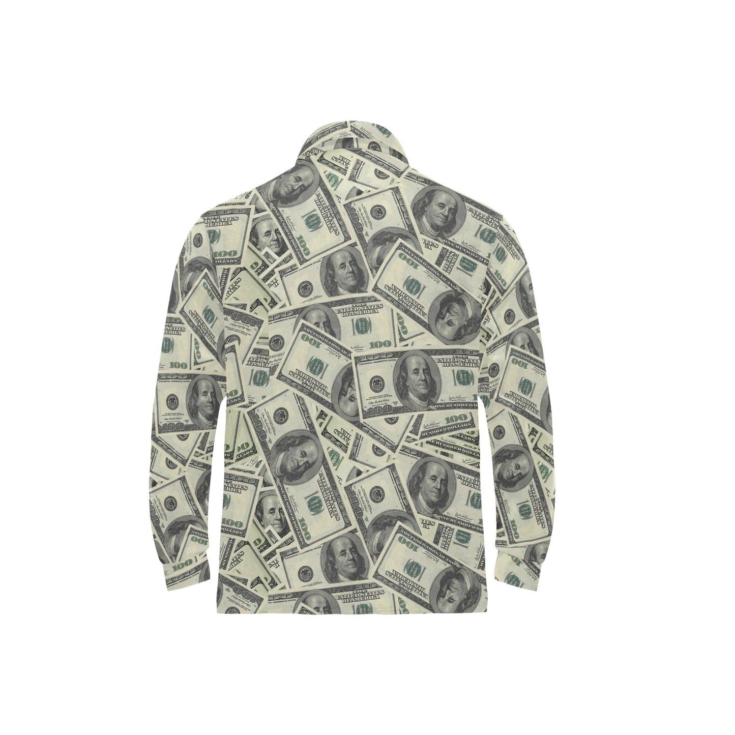 Dollar Pattern Print Design DO02 Long Sleeve Polo Shirt For Men's