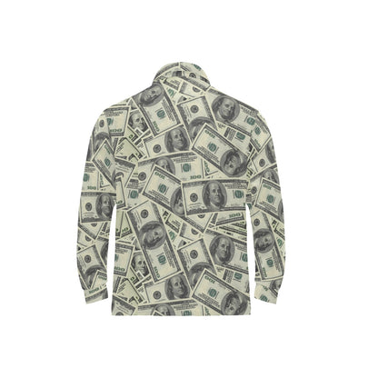 Dollar Pattern Print Design DO02 Long Sleeve Polo Shirt For Men's