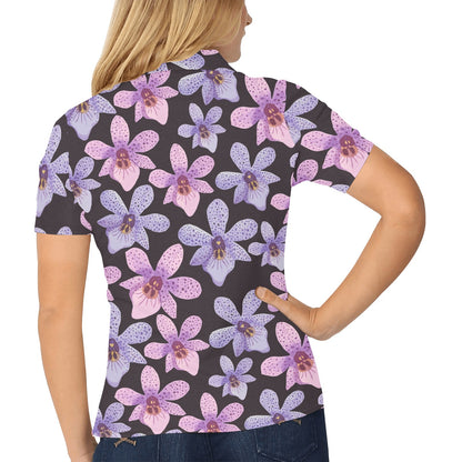 Orchid Pattern Print Design OR08 Women's Polo Shirt