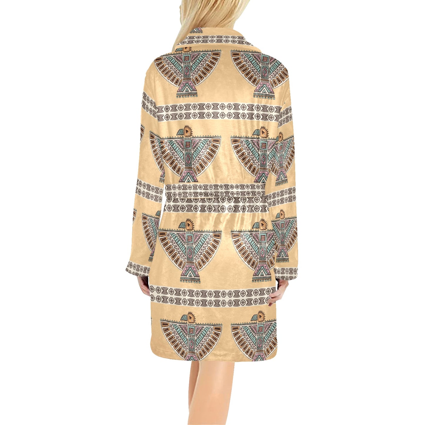 Native American Eagle Pattern Women's Fleece Robe