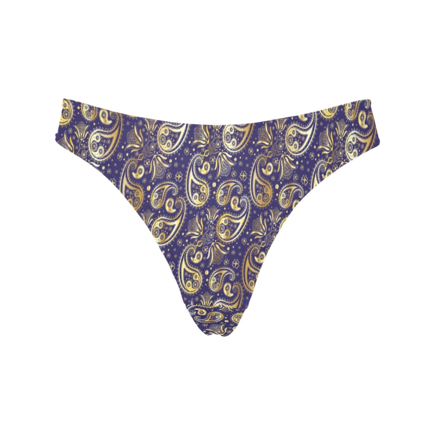 Paisley Blue Yellow Design Print Women's Thongs