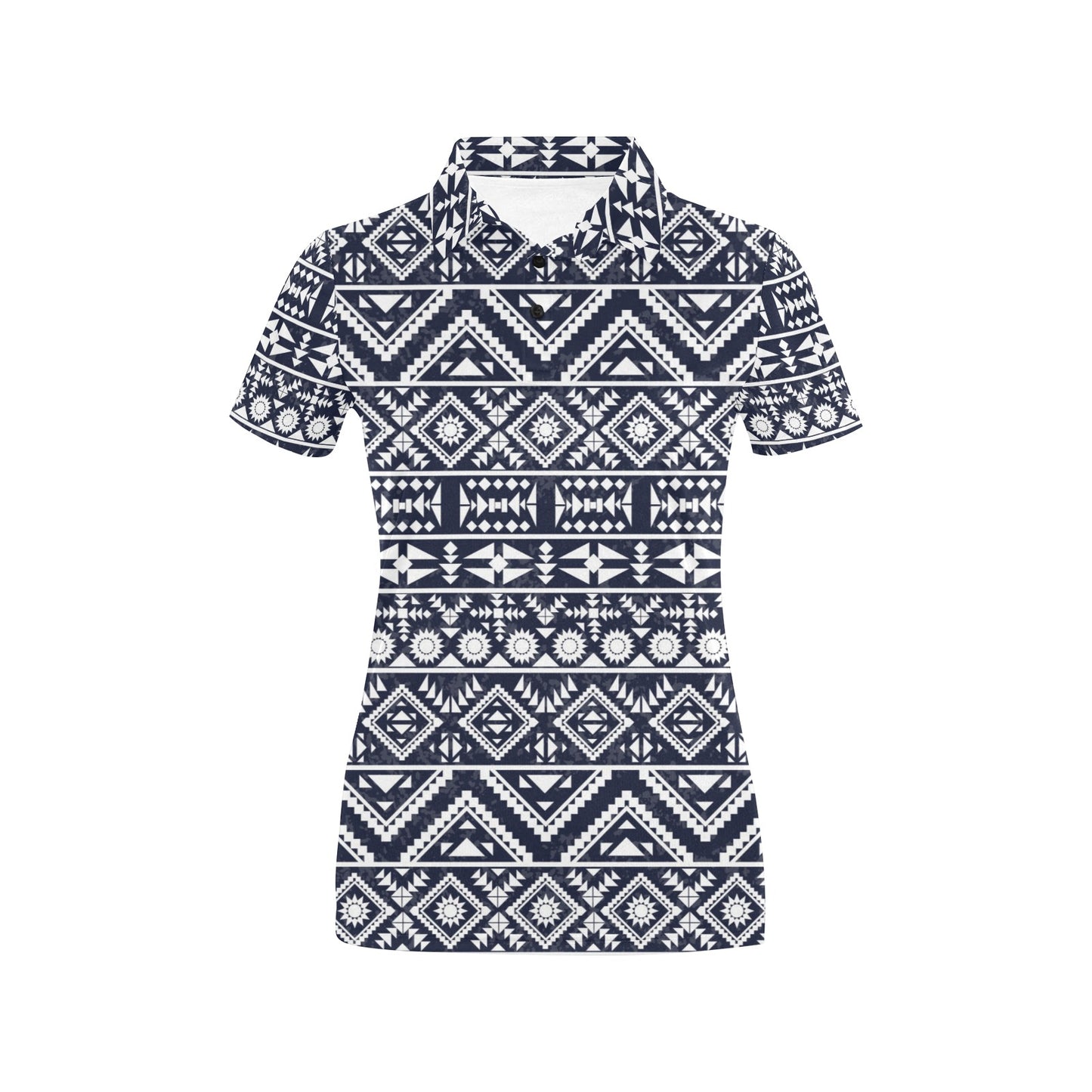 Blue White Tribal Aztec Women's Polo Shirt