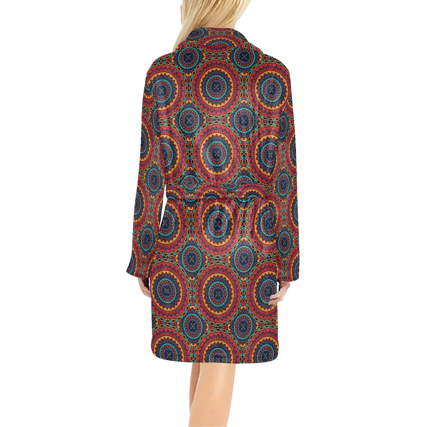 Bohemian Mandala Style Print Women's Fleece Robe