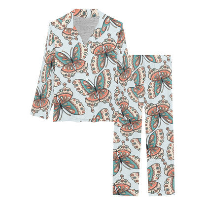 Butterfly Pattern Women's Long Pajama Set