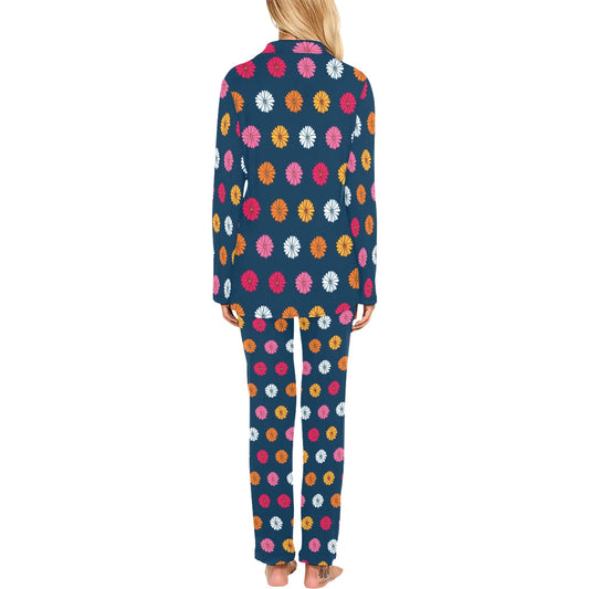 Gerberas Pattern Print Design GB06 Women's Long Pajama Set