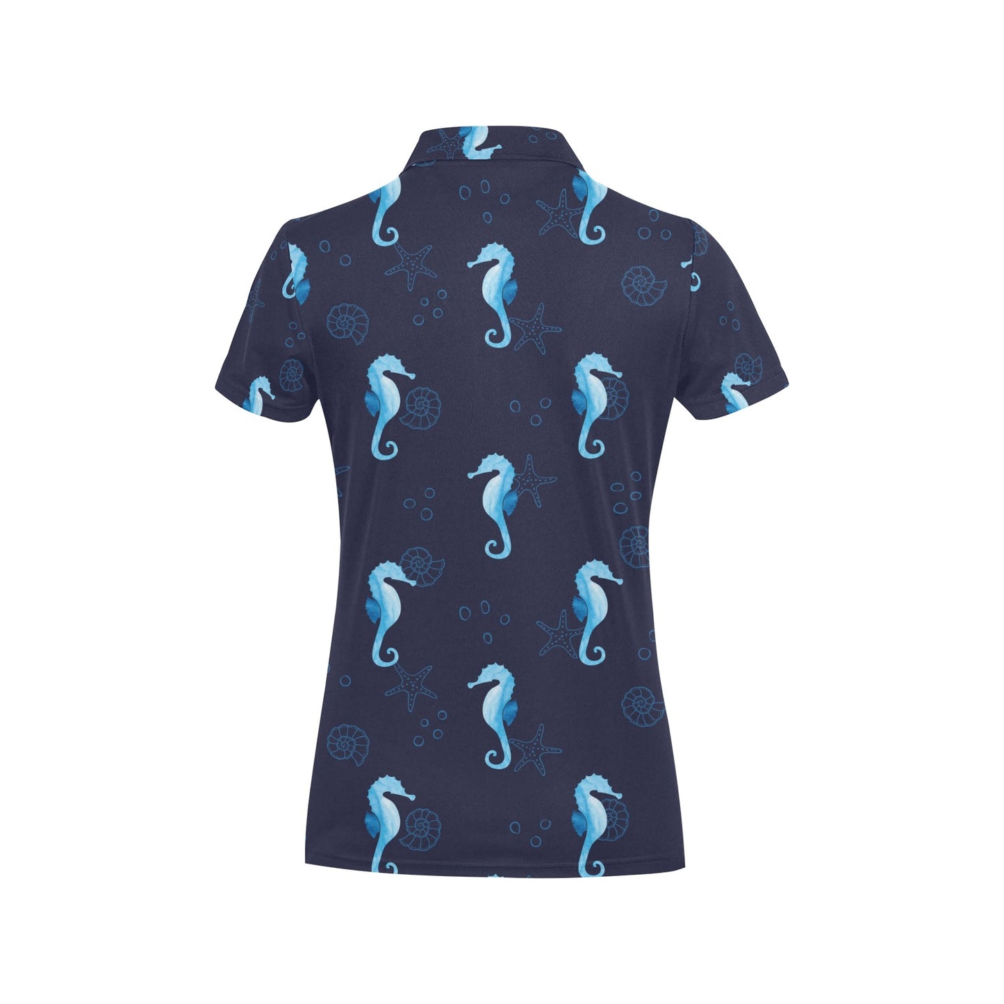 SeaHorse Blue neon Pattern Print Design 03 Women's Polo Shirt