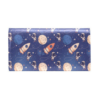 Space Astronaut Rocket Print Design LKS304 Women's Trifold Wallet
