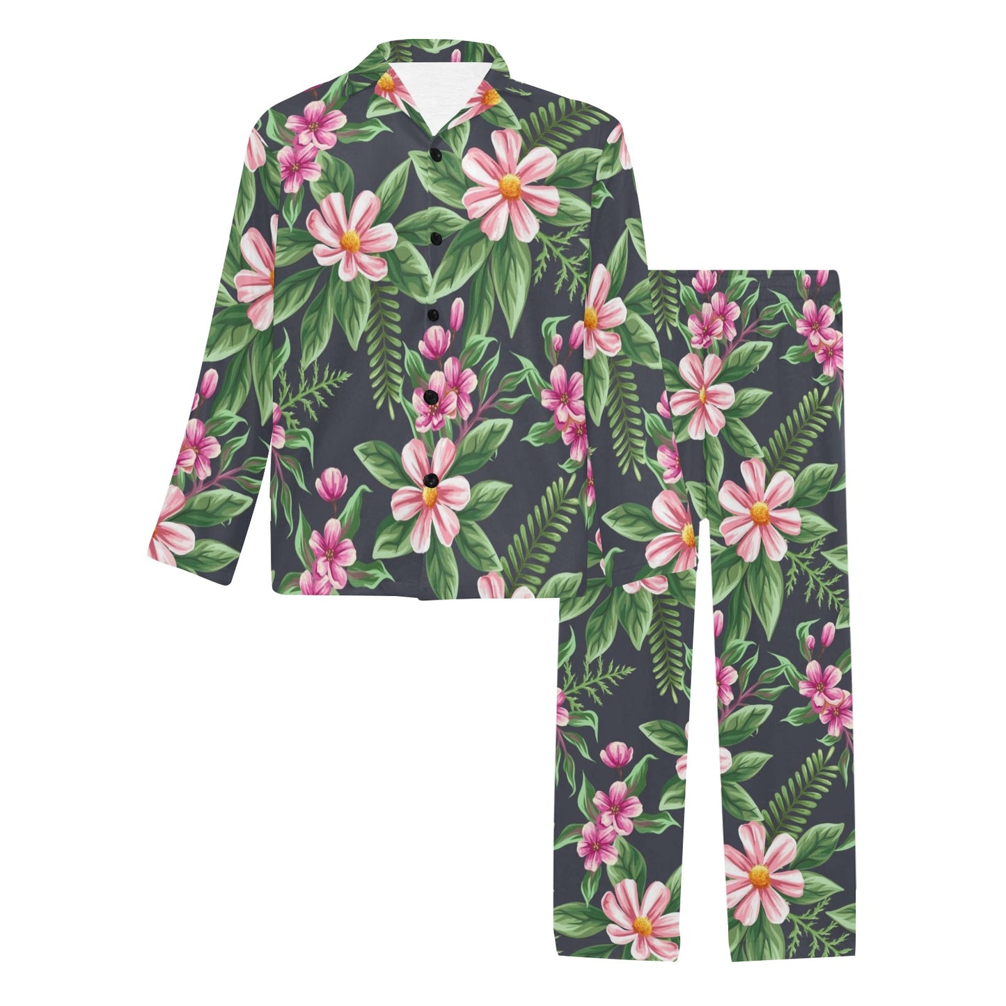 Summer Floral Pattern Print Design SF010 Men's Long Pajama Set